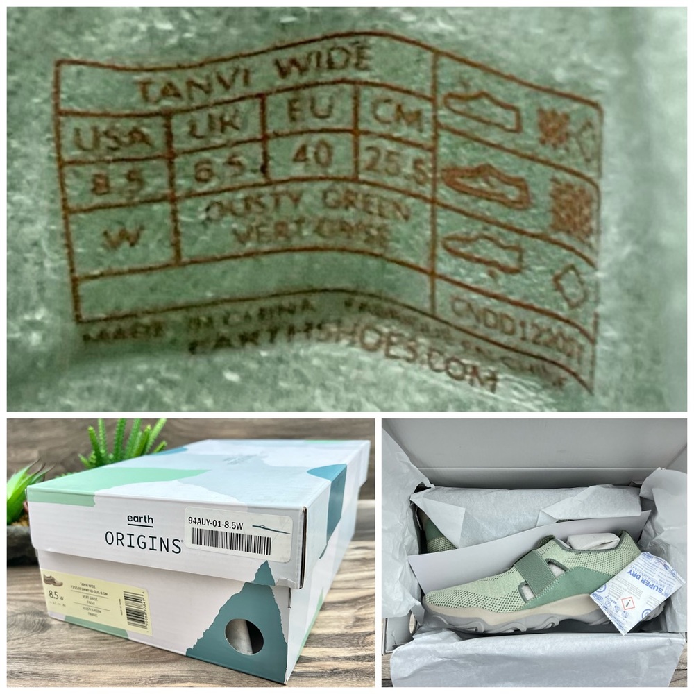 NIB Earth Origins Tanvi 7.5W 8.5W WIDE Knit Trail Slip On Sneaker Dusty Green - Picture 12 of 12